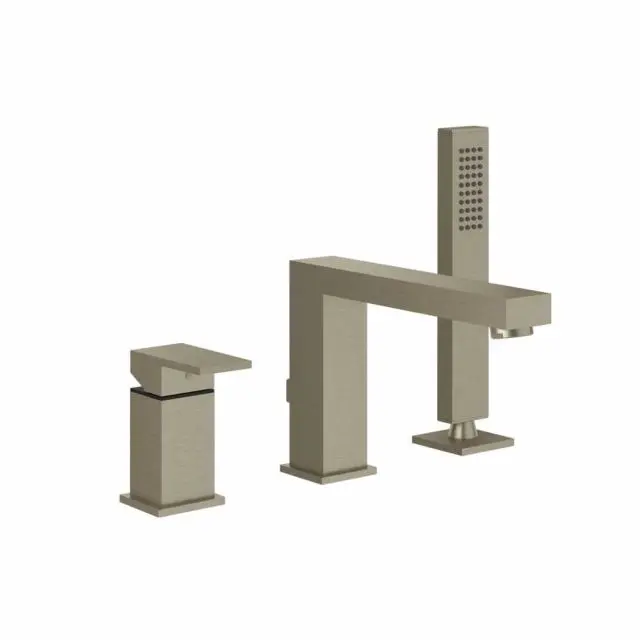 Gessi Rettangolo Gruppo Bordo Vasca 3 Fori 20037-Finox Brushed Nickel