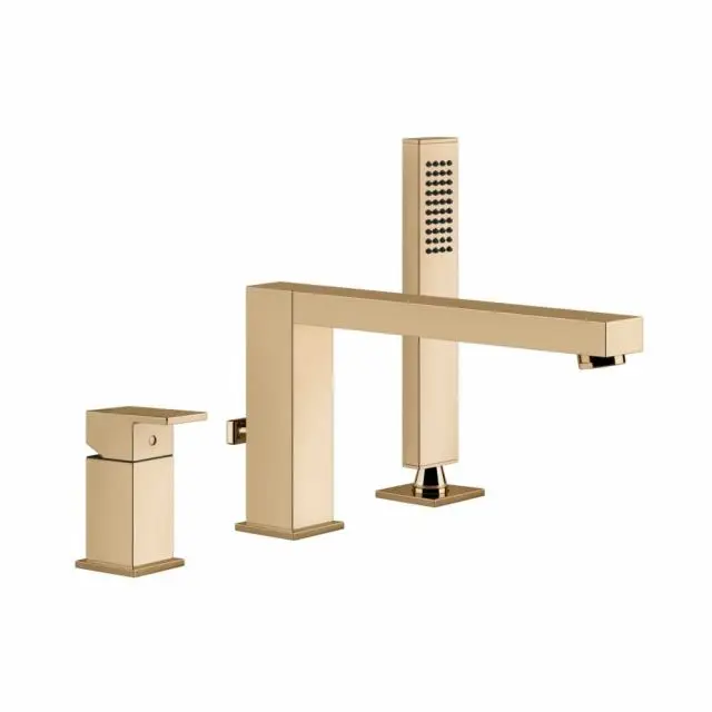Gessi Rettangolo Gruppo Bordo Vasca 3 Fori 20037-Warm Bronze PVD