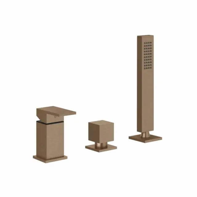 Gessi Rettangolo Gruppo bordo vasca tre fori 20043-Copper Brushed PVD
