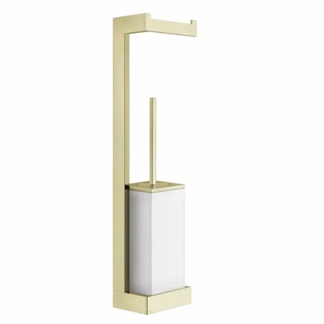 Gessi Rettangolo Porta Rotolo e Porta Scopino a Parete 20867-Brass PVD