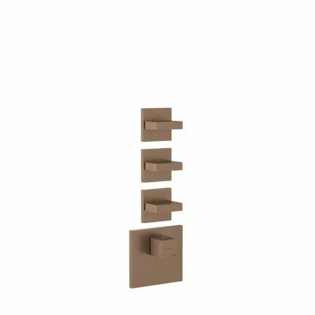 Gessi Rettangolo Shower miscelatore termostatico + parte ad incasso 43216+43105-Copper Brushed PVD