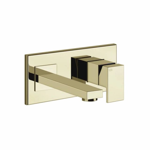 Gessi Rettangolo Rubinetto a Parete Lavabo 44834+44697-Brass PVD