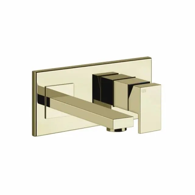 Gessi Rettangolo Rubinetto a Parete Lavabo 44834+44697-Brass PVD