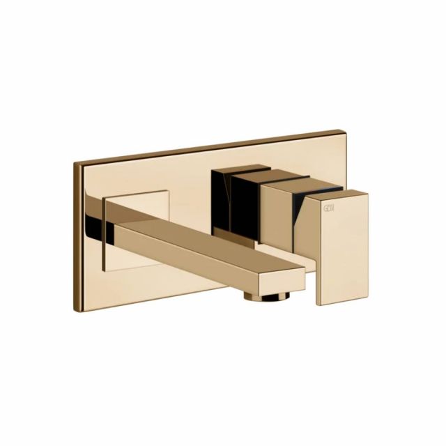Gessi Rettangolo Rubinetto a Parete Lavabo 44834+44697-Warm Bronze PVD