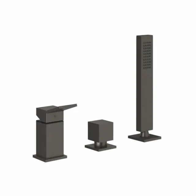 Gessi Rettangolo K gruppo bordo vasca tre fori 53043-Black Metal Brushed PVD