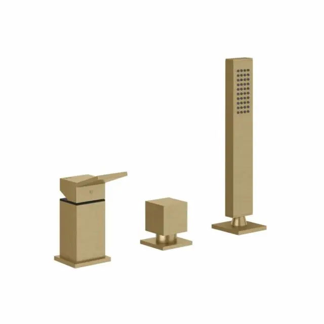 Gessi Rettangolo K gruppo bordo vasca tre fori 53043-Warm Bronze Brushed PVD