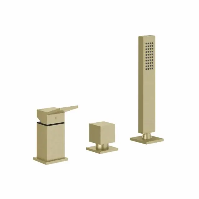 Gessi Rettangolo K gruppo bordo vasca tre fori 53043-Brass Brushed PVD