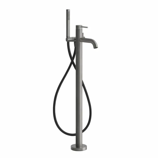 Gessi 316 Bath-Shower Rubinetto Freestanding Vasca 54028+46189-Steel Brushed