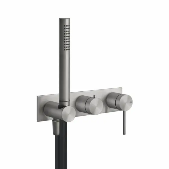 Gessi 316 Bath-Shower Gruppo Doccia a Parete 54038+54139-Steel Brushed