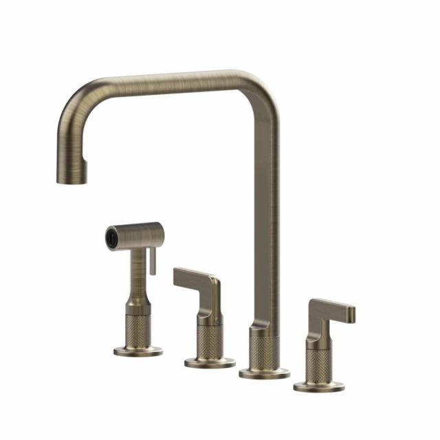 Gessi Inciso Cucina Miscelatore quattro fori lavello 58703-Antique Brass