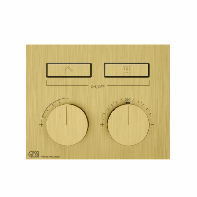 Gessi Hi-Fi Compact Miscelatore Termostatico + Parte ad Incasso 63004+63001-Gold Brushed PVD