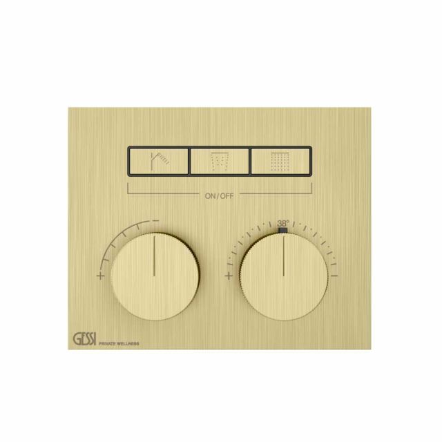 Gessi Hi-Fi Compact Miscelatore Termostatico + Parte ad Incasso 63006+63001-Brass Brushed PVD