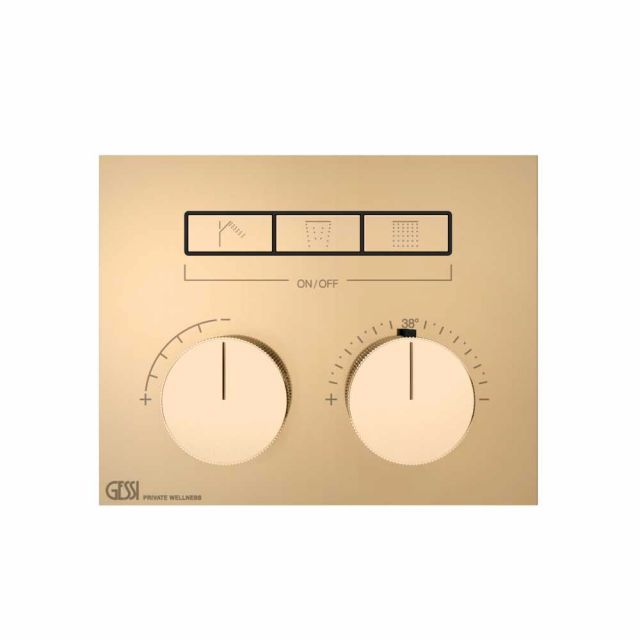 Gessi Hi-Fi Compact Miscelatore Termostatico + Parte ad Incasso 63006+63001-Warm Bronze PVD