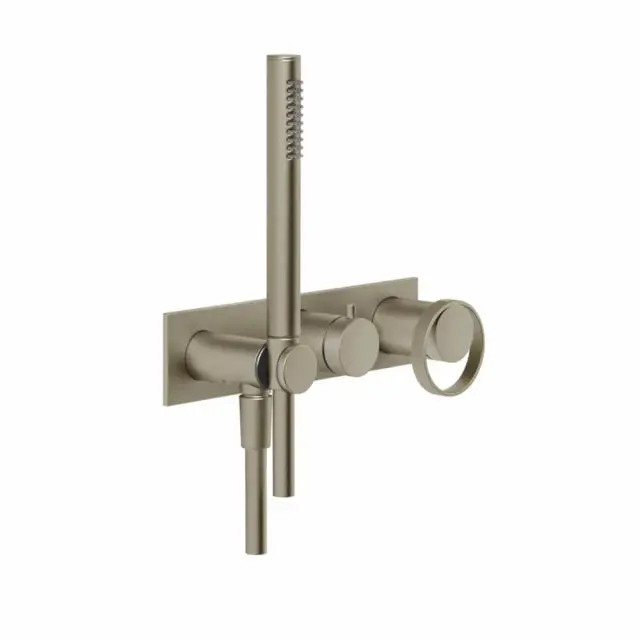 Gessi Anello Miscelatore Doccia a Parete + Parte Incasso 63343+54139-Finox Brushed Nickel