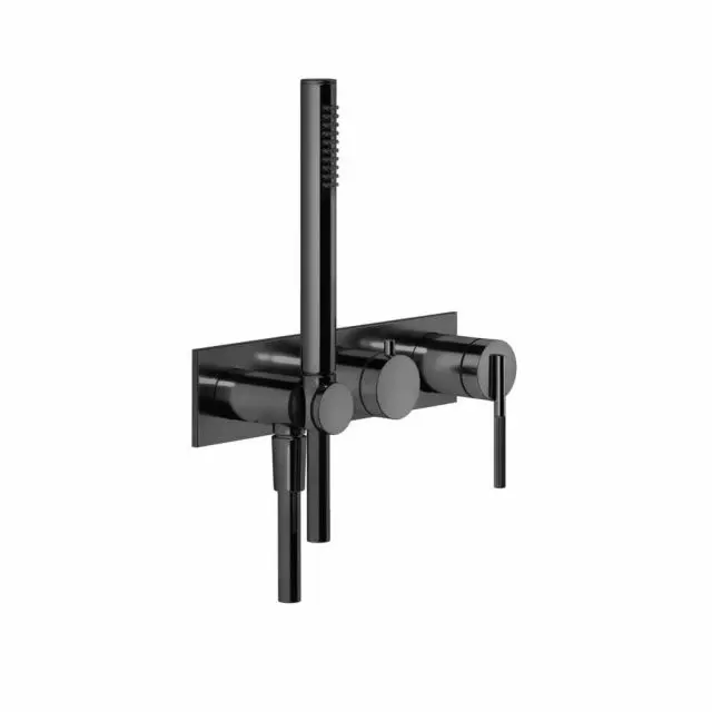 Gessi Ingranaggio Miscelatore Doccia A Parete + Parte Incasso 63543+54139-Black Metal PVD