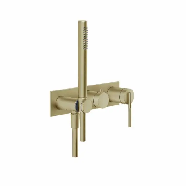 Gessi Ingranaggio Miscelatore Doccia A Parete + Parte Incasso 63543+54139-Brass Brushed PVD