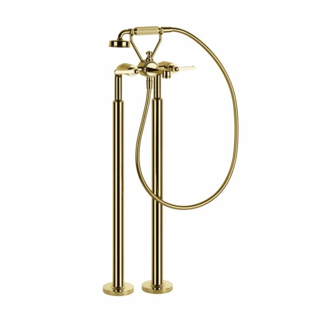 Gessi Venti20 Gruppo Vasca a Pavimento 65128+65099-Gold PVD