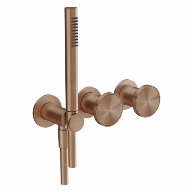 Gessi Origini Mitigeur Douche + Pièce Encastrée 54139+66036-Cuivre Brossé PVD