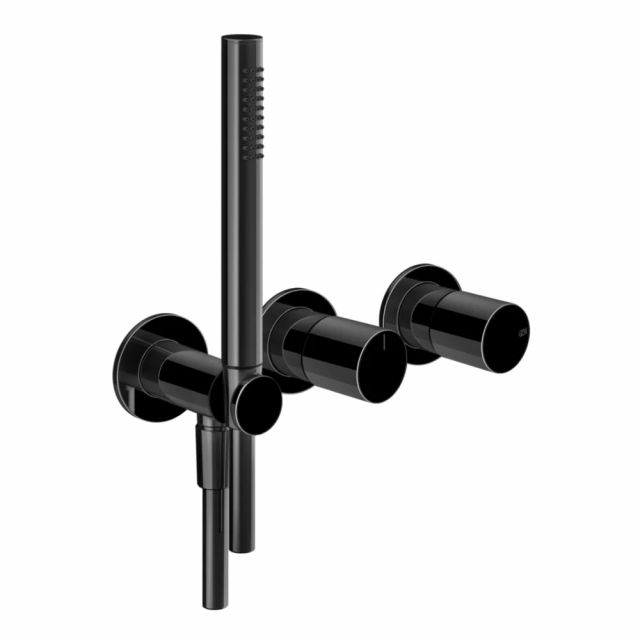 Gessi Habito Unito Miscelatore doccia a due vie 70038+54139-Black Metal PVD