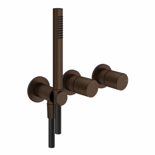 Gessi Habito Unito Miscelatore doccia a due vie 70038+54139-Dark Bronze - Gessi