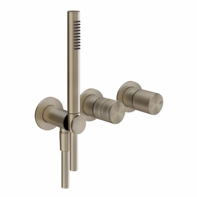 Gessi Habito Trame Miscelatore doccia a 2 vie 70338+54139-Finox Brushed Nickel