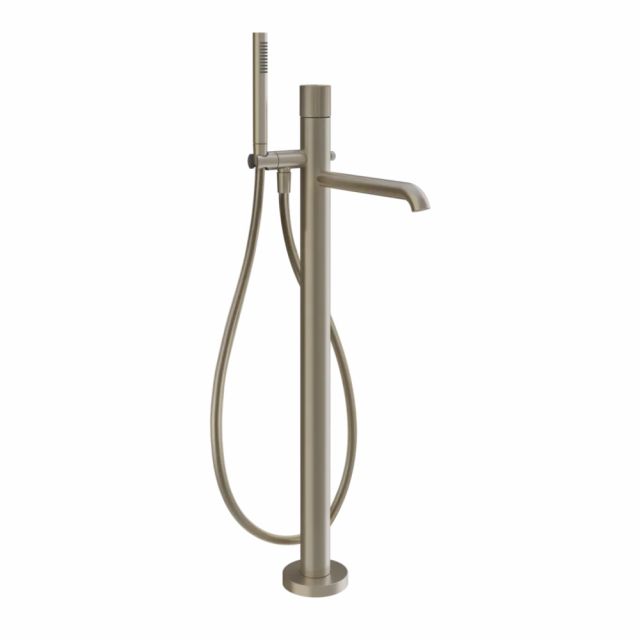 Gessi Habito Rigato Miscelatore vasca da terra 70528+46189-Finox Brushed Nickel