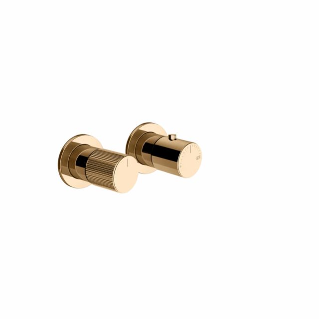 Gessi Habito Rigato Miscelatore doccia termostatico a 3 vie 70536+54169-Warm Bronze PVD