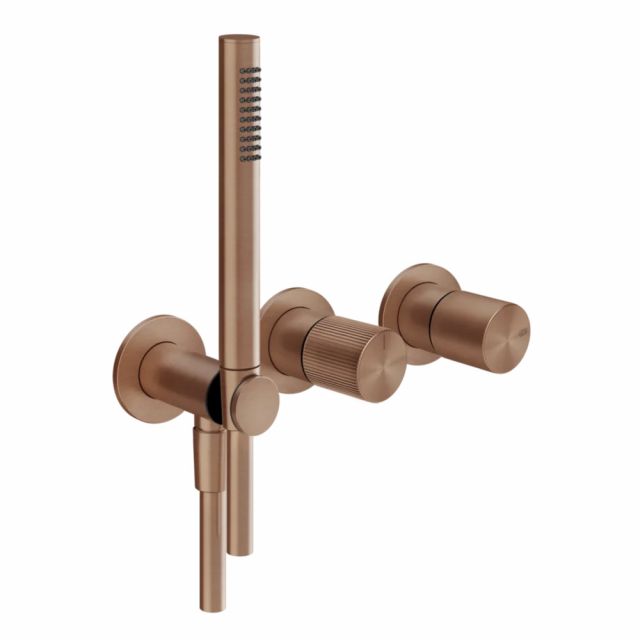 Gessi Habito Rigato Miscelatore doccia a 2 vie 70538+54139-Copper Brushed PVD