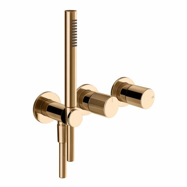Gessi Habito Rigato Miscelatore doccia a 2 vie 70538+54139-Warm Bronze PVD