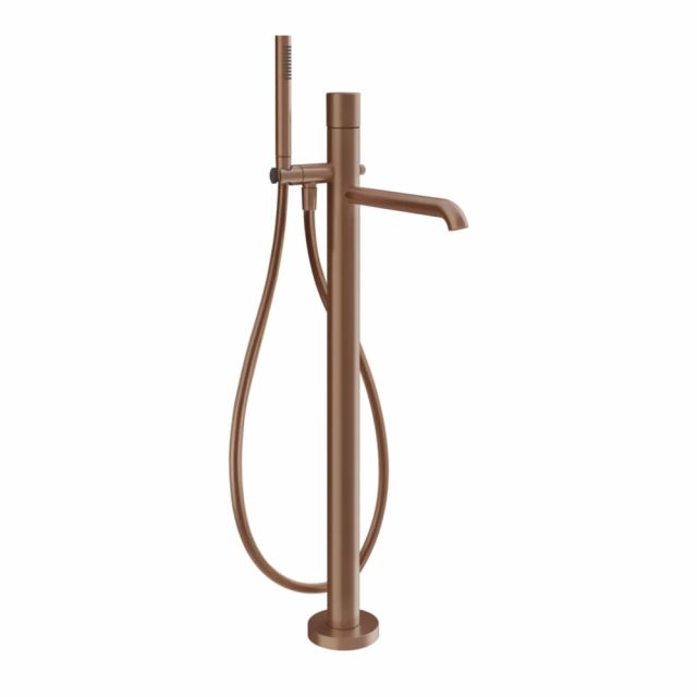 Gessi Habito Diamantato Miscelatore vasca da terra 70628+46189-Copper Brushed PVD