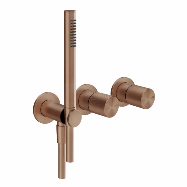Gessi Habito Diamantato Miscelatore doccia a 2 vie 70638+54139-Copper Brushed PVD
