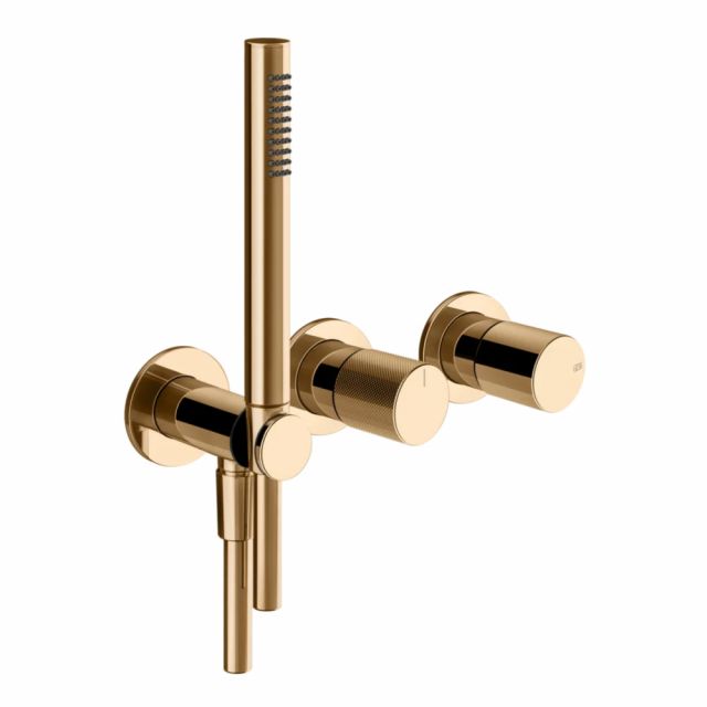 Gessi Habito Diamantato Miscelatore doccia a 2 vie 70638+54139-Warm Bronze PVD