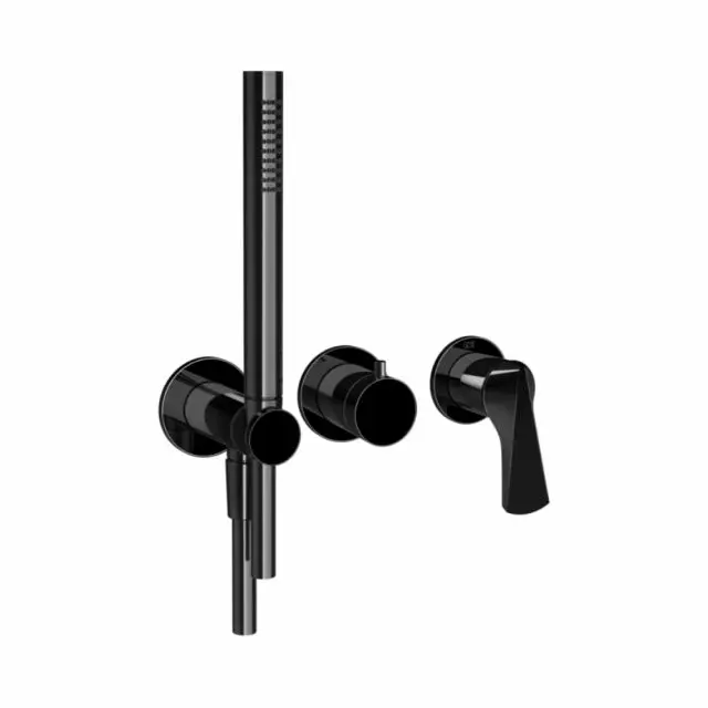 Mitigeur douche 2 voies Gessi Ventaglio 72036+54139-Métal Noir PVD