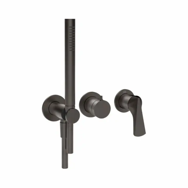 Mitigeur douche 2 voies Gessi Ventaglio 72036+54139-Métal Noir PVD Brossé