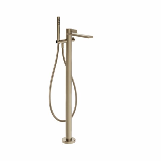 Gessi Inverso Rigato Miscelatore vasca da terra 73528+46189-Finox Brushed Nickel