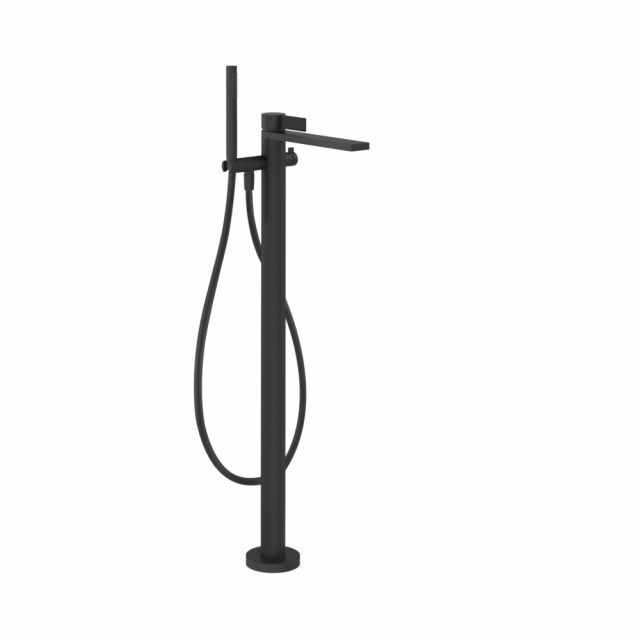 Gessi Inverso Rigato Miscelatore vasca da terra 73528+46189-Matt Black