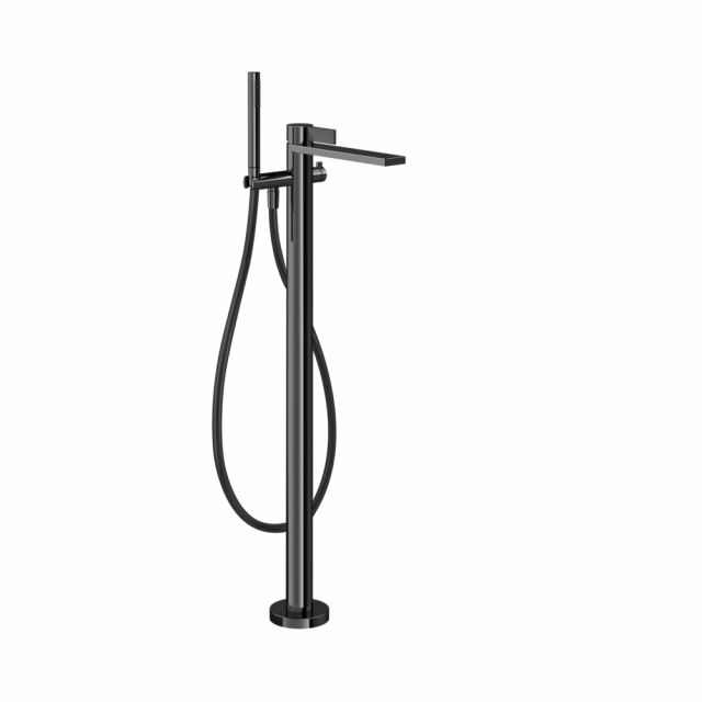 Gessi Inverso Rigato Miscelatore vasca da terra 73528+46189-Black Metal PVD