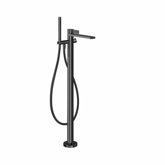 Gessi Inverso Rigato Miscelatore vasca da terra 73528+46189-Black Metal PVD