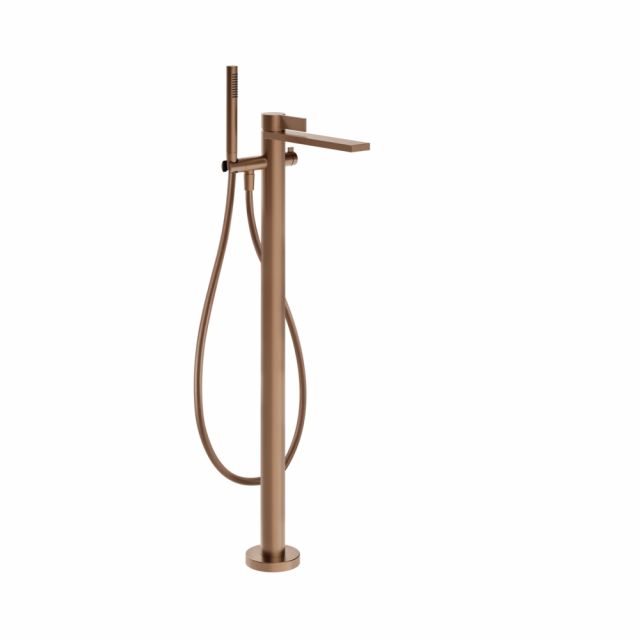 Gessi Inverso Rigato Miscelatore vasca da terra 73528+46189-Copper Brushed PVD