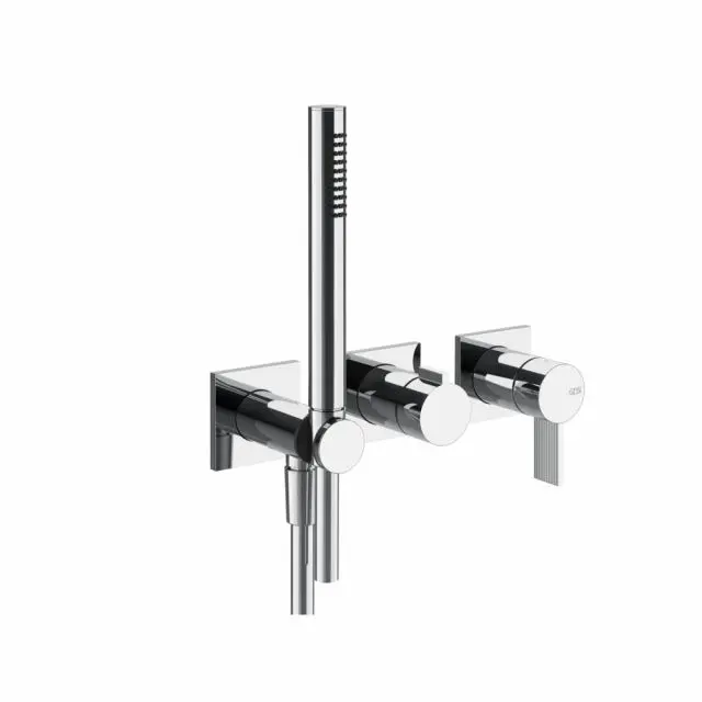 Gessi Inverso Rigato Miscelatore doccia a parete 73536+54139-Cromo