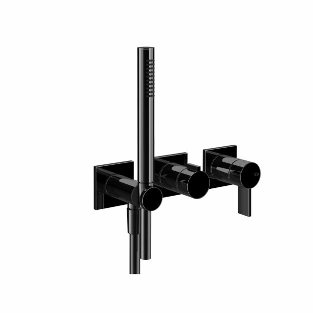 Gessi Inverso Rigato Miscelatore doccia a parete 73536+54139-Black Metal PVD