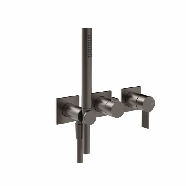 Gessi Inverso Rigato Miscelatore doccia a parete 73536+54139-Black Metal Brushed PVD