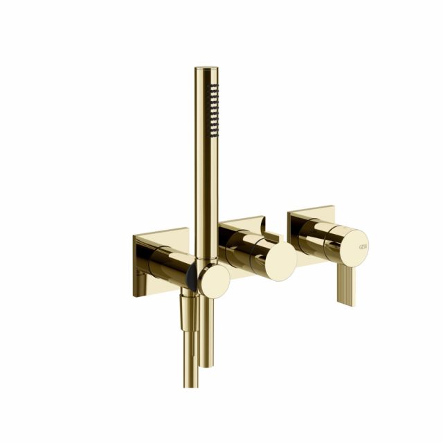 Gessi Inverso Rigato Miscelatore doccia a parete 73536+54139-Brass PVD