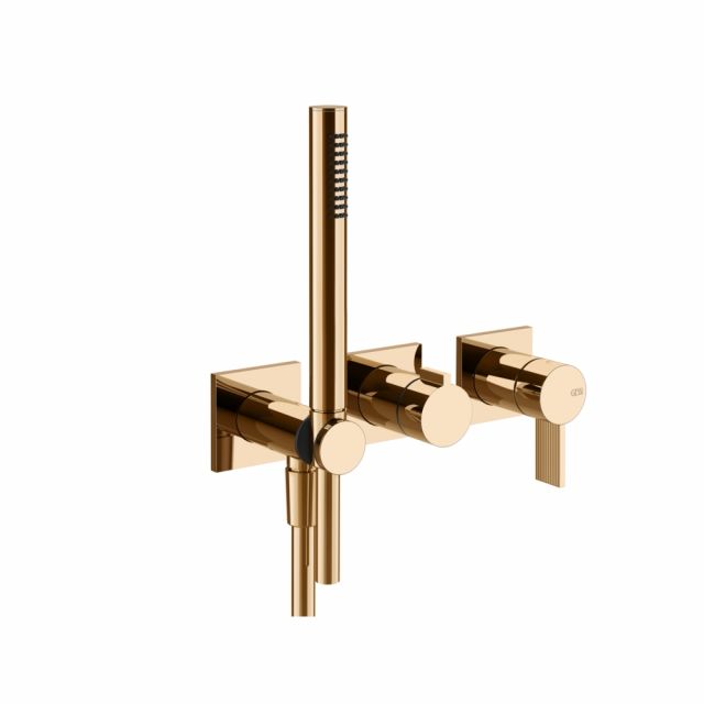 Gessi Inverso Rigato Miscelatore doccia a parete 73536+54139-Warm Bronze PVD