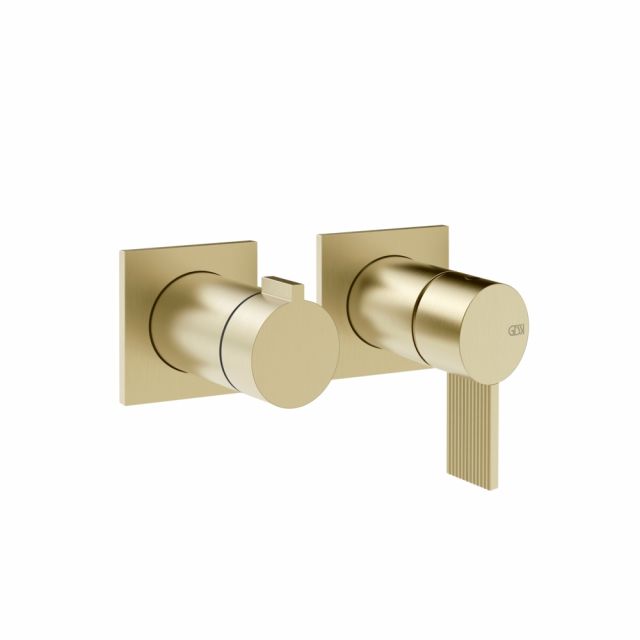 Gessi Inverso Rigato Miscelatore doccia a parete 73538+54073-Brushed Brass PVD