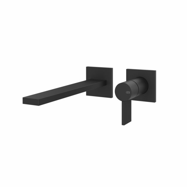 Gessi Inverso Rigato Miscelatore lavabo a parete 73588+63397-Matt Black