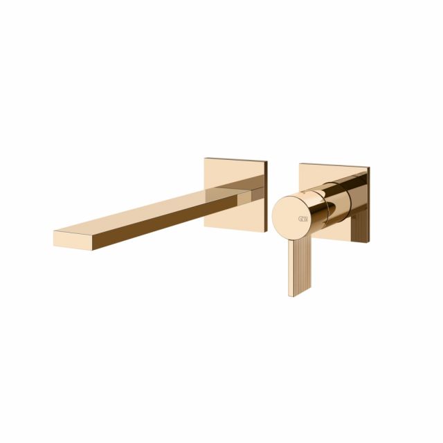 Gessi Inverso Rigato Miscelatore lavabo a parete 73588+63397-Warm Bronze PVD