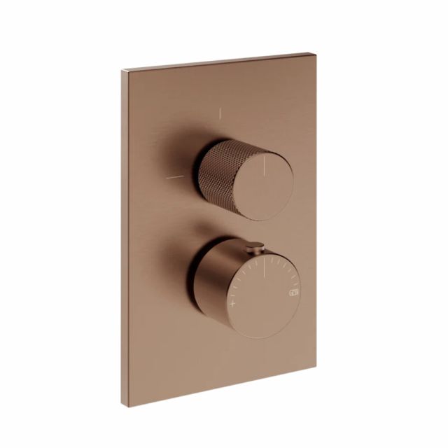 Gessi Habito Diamantato Miscelatore termostatico a 3 vie 73637+09269-Copper Brushed PVD